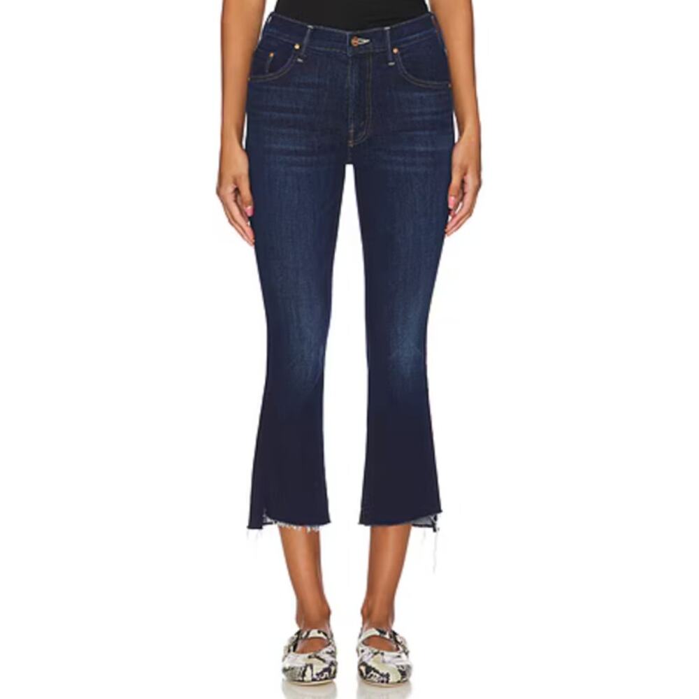 Mother The Insider Crop Step Fray Jeans Night In Venice Dark Wash 25 - Picture 11 of 11